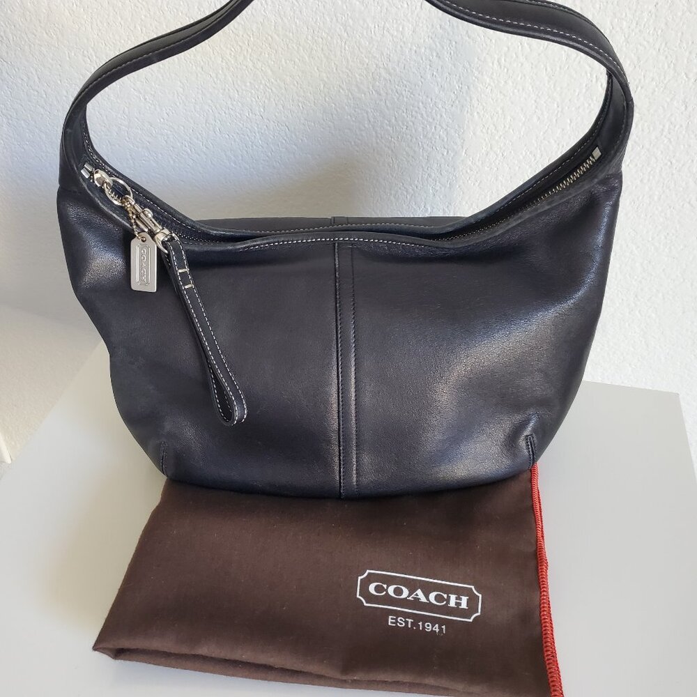 Original Vintage Coach Ergo Black Leather Hobo Shoulder Bag 9219 - Picture 2 of 12